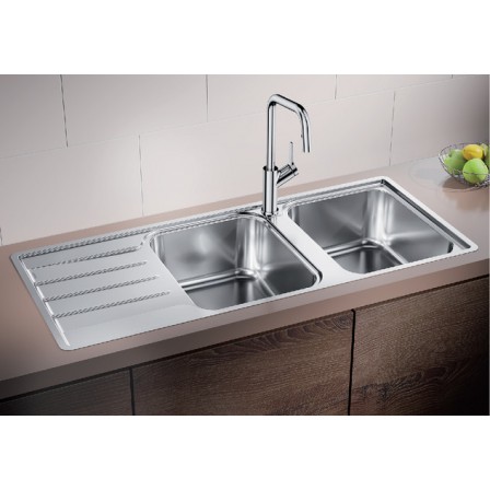 EVIER 523036 LEMIS 8 S-IF 1*CUVE INOX BROSSÉ BLANCO