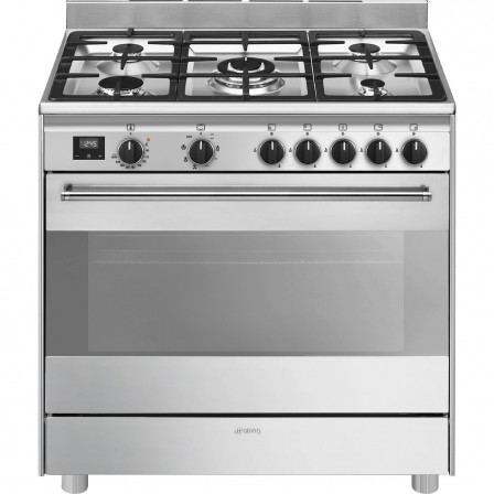 CUISINIERE BG91X2 5*GAZ 90CM MULTI VAPOR CLEAN A INOX SMEG