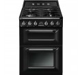 CUISINIERE TR62BL 4*GAZ MULTI EMAIL DOUBLE FOUR NOIR A SMEG