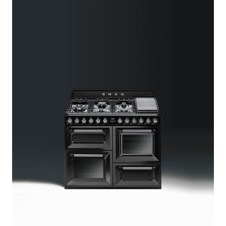 CUISINIERE TR4110BL1 7*GAZ 2*FOUR 110CM NOIRE SMEG