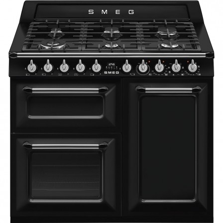 CUISINIERE TR103BL100CM 6*GAZ MULTI VAPOR CLEAN NOIR A SMEG