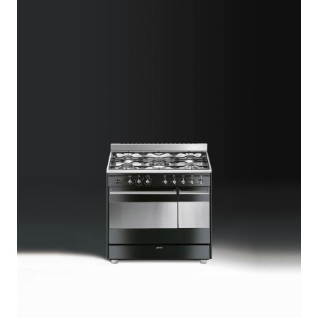 CUISINIERE SCB92PN8 5*GAZ 90CM MULTI PYRO NOIR SMEG