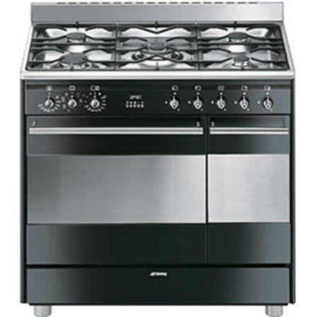 CUISINIERE SCB92MN8 5*GAZ 90CM MULTI CATA NOIR SMEG