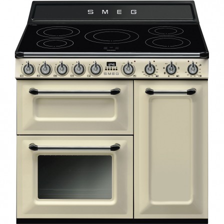 INDUCTION TR93IP2 5*ZONE 90CM 2*FOUR + GRIL MULTI VAPOR CLEAN A CREME SMEG